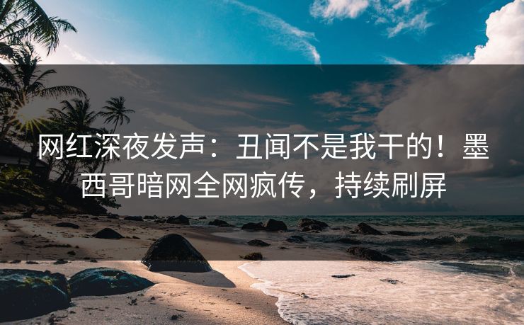 网红深夜发声：丑闻不是我干的！墨西哥暗网全网疯传，持续刷屏