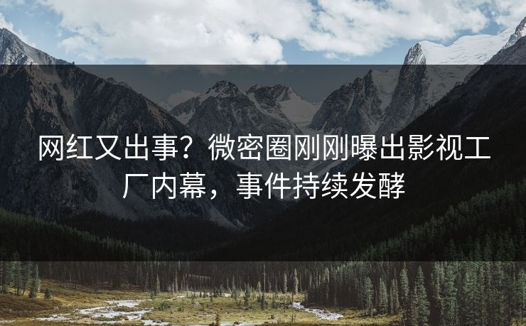 网红又出事？微密圈刚刚曝出影视工厂内幕，事件持续发酵