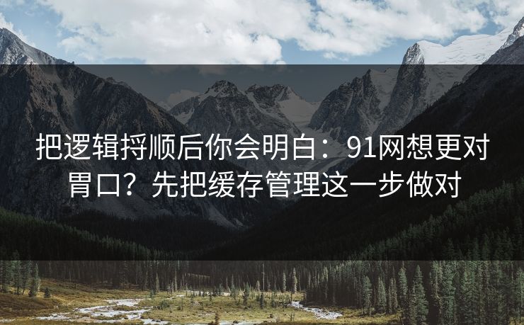 把逻辑捋顺后你会明白：91网想更对胃口？先把缓存管理这一步做对