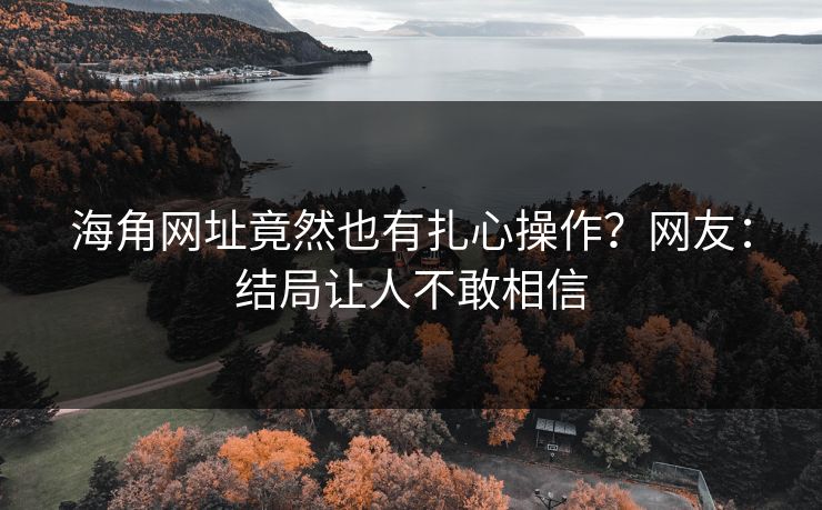 海角网址竟然也有扎心操作？网友：结局让人不敢相信