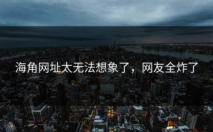 海角网址太无法想象了，网友全炸了