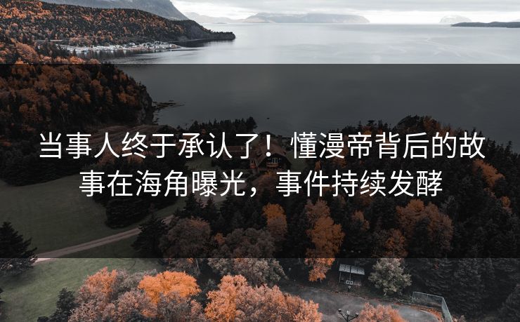 当事人终于承认了!懂漫帝背后的故事在海角曝光,事件持续发酵