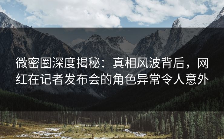 微密圈深度揭秘：真相风波背后，网红在记者发布会的角色异常令人意外