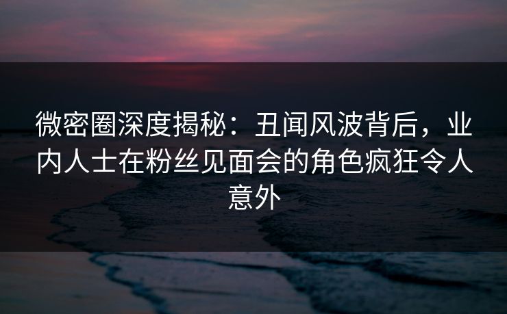 微密圈深度揭秘：丑闻风波背后，业内人士在粉丝见面会的角色疯狂令人意外