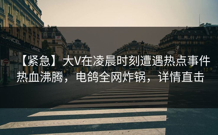 【紧急】大V在凌晨时刻遭遇热点事件 热血沸腾，电鸽全网炸锅，详情直击